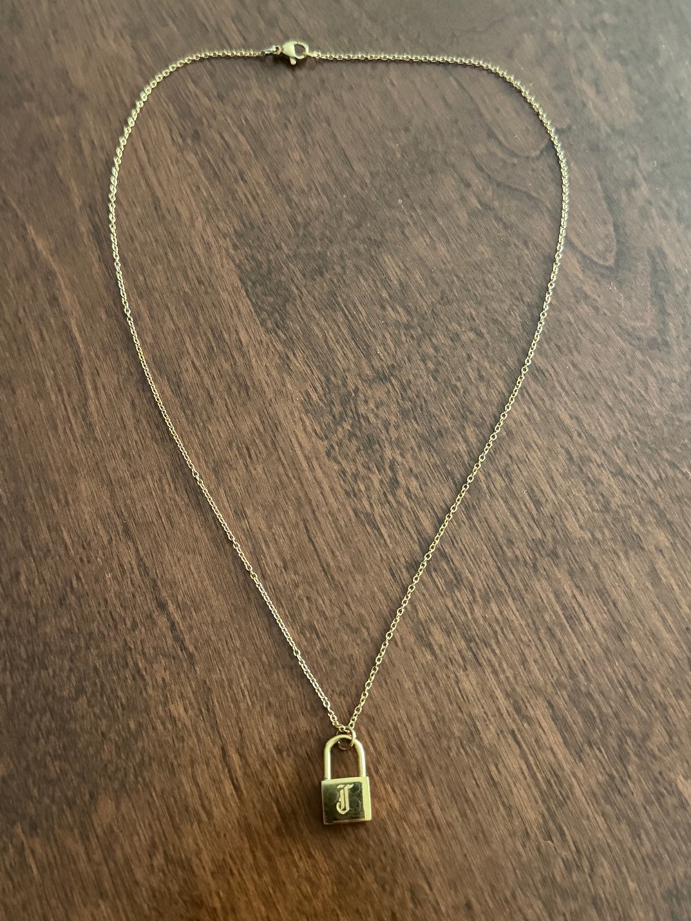 VibeSzn Old English Lock Necklace Gold Padlock Pendant Necklace - Initial J